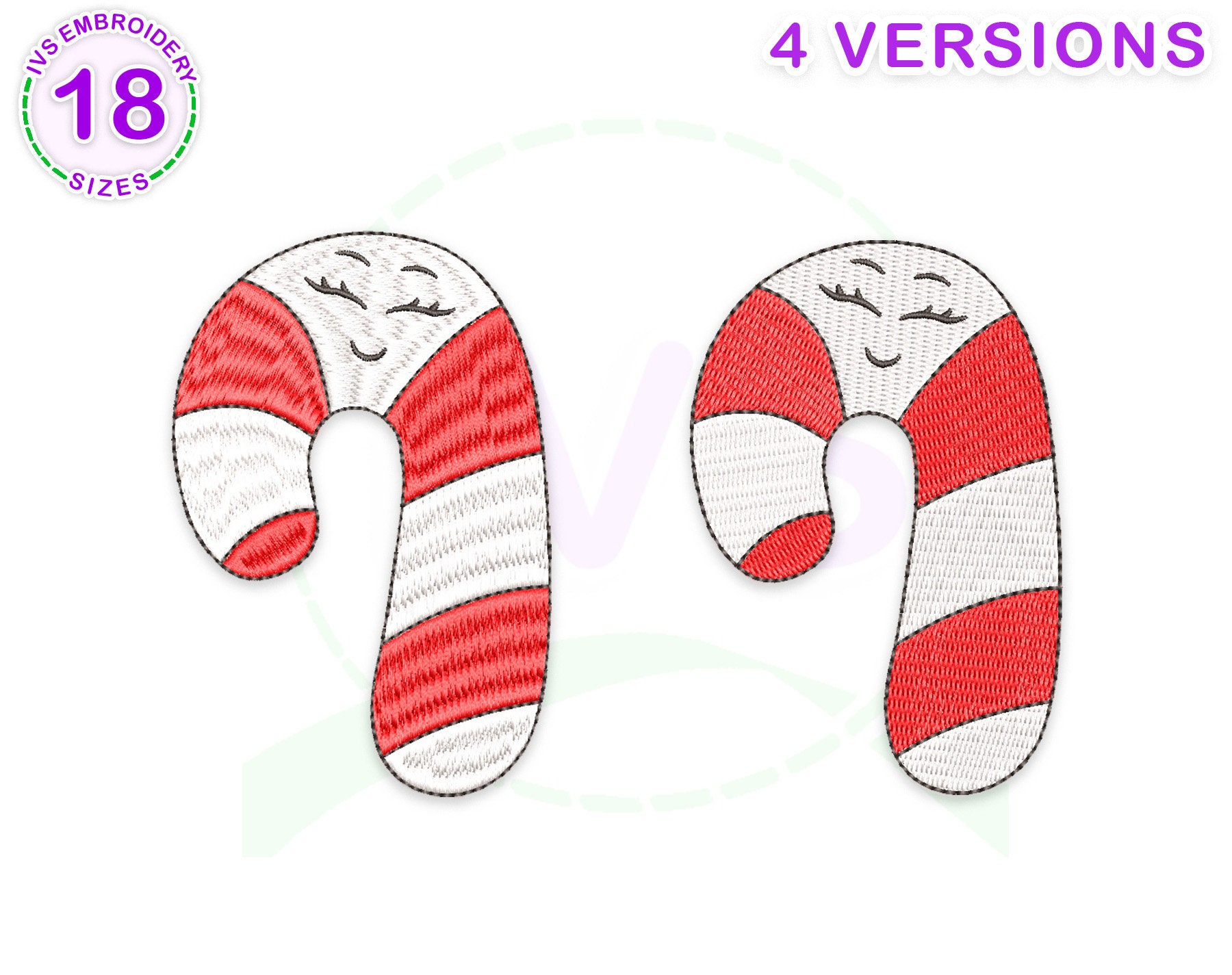 Candy Cane Embroidery Design Xmas Embroidery Candy Cane Etsy UK