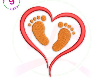 Baby Feet Applique Embroidery Design: Newborn Footprint Pattern (Digital Download)