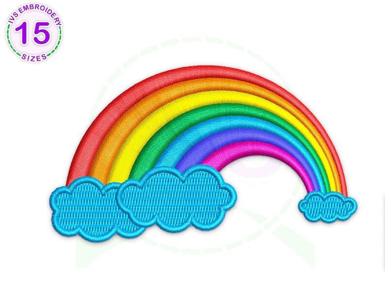 Rainbow Embroidery Design Summer Machine Embroidery Rainbow Etsy