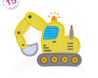 Excavator Applique Embroidery Design: Construction Car (Digital File)