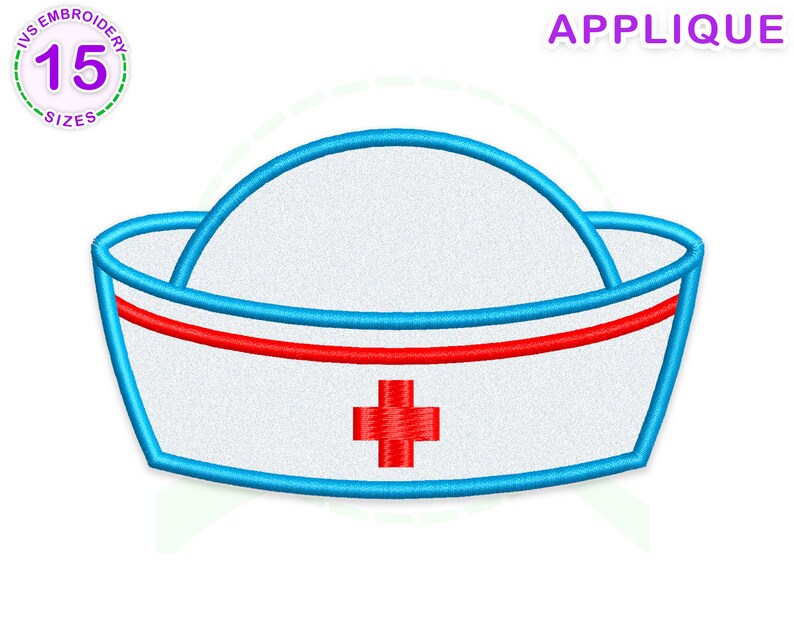 Nurse Hat Applique Embroidery Design Nurse Embroidery Nurse Etsy