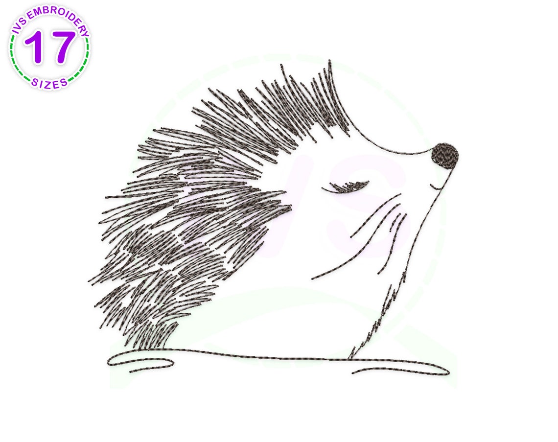 Hedgehog Machine Embroidery Design Hedgehog Sketched Etsy