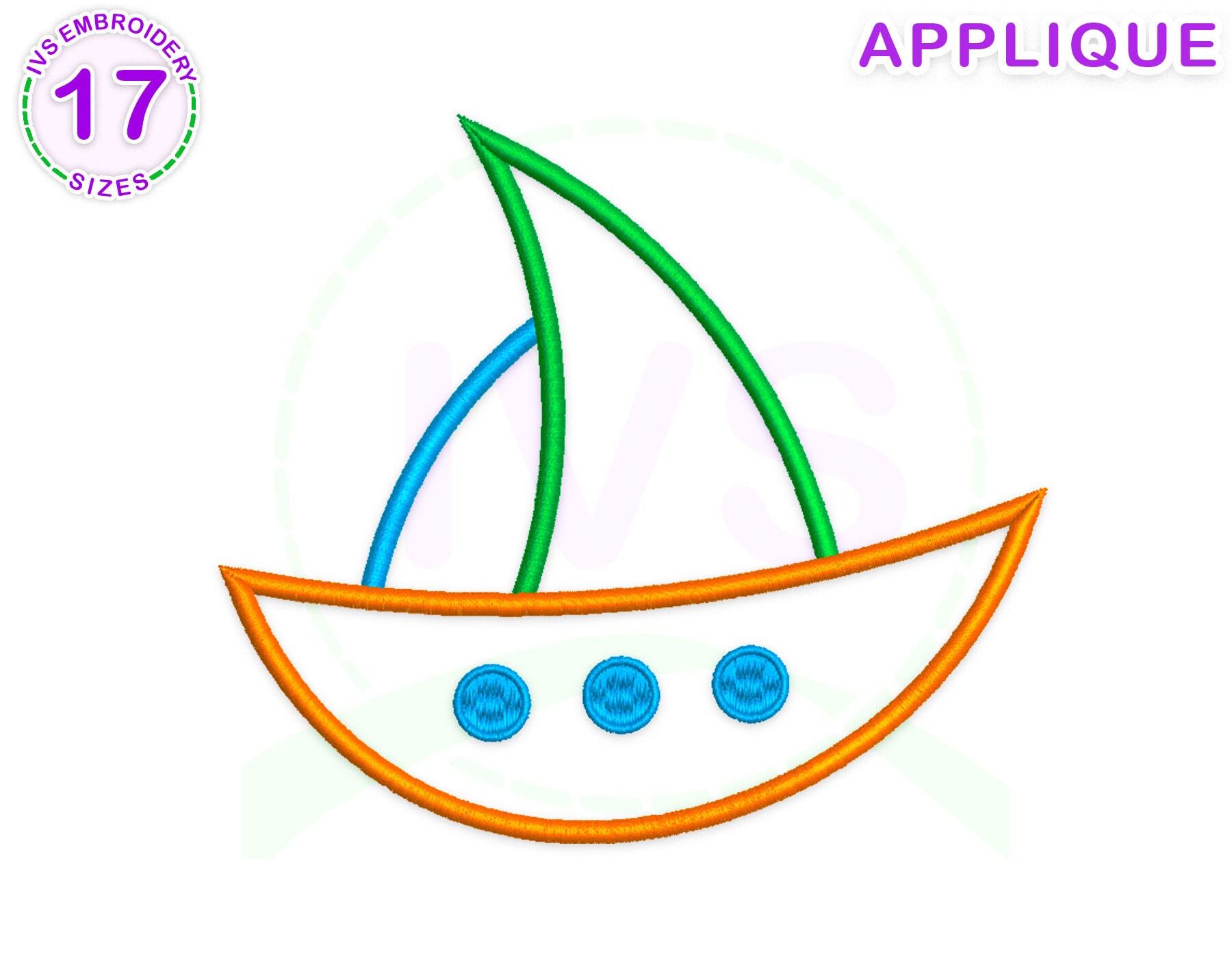 Boat Applique Embroidery Design Ship Embroidery Boat Etsy