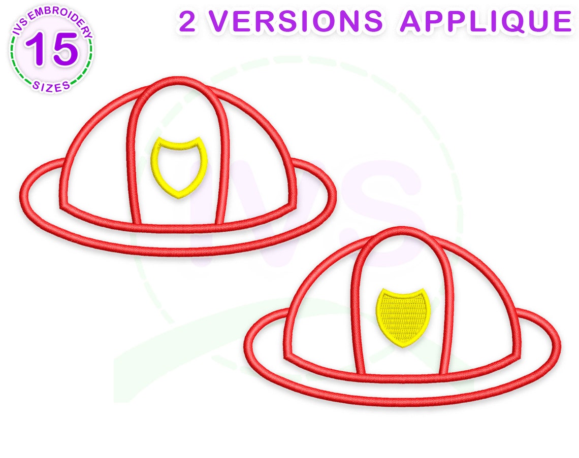 Fireman Hat Applique Embroidery Design Fireman Embroidery Etsy