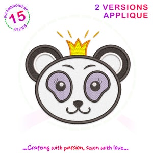 Panda face applique embroidery design, animal embroidery, Panda embroidery file, Panda applique, Bear applique design, Panda applique
