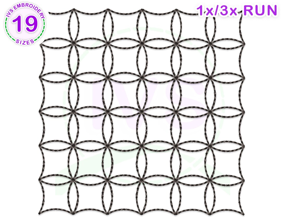 Grid Quilting Embroidery Design Grid Quilting Block Etsy