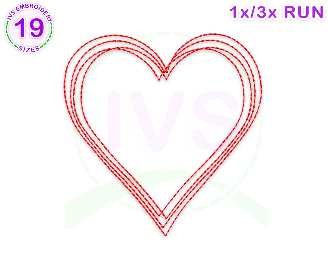 Heart Stitch Frame Embroidery Design Valentine Day Etsy