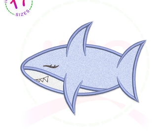 Shark Applique Embroidery Design: Ocean Fish File (Digital Download)