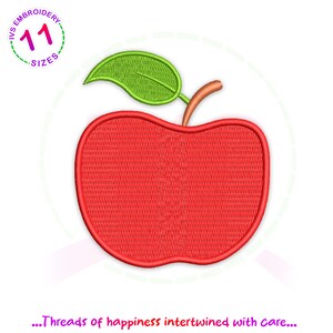 Apple embroidery design, Fruit machine embroidery, Apple pattern, School embroidery, Back to school design, mini Apple design,back to school