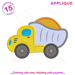 Dump truck applique embroidery design, truck embroidery, tipper embroidery file, dump truck applique,construction car design,tipper applique