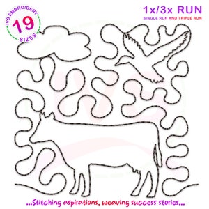 Farm quilting embroidery design, Farm quilting block, cow quilting machine embroidery design, Farm quilt design, Farm quilt block