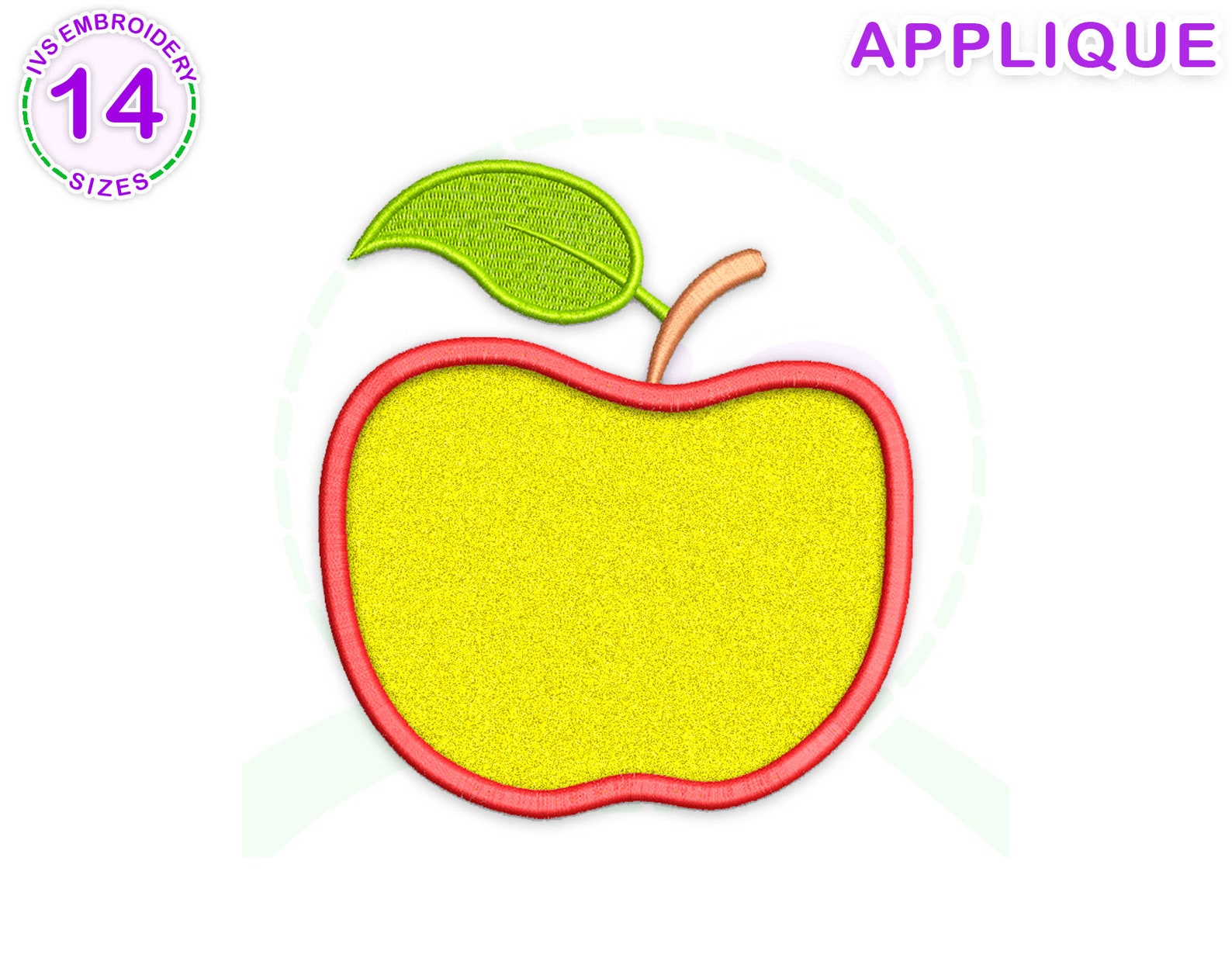 Apple Applique Embroidery Design Fruit Machine Embroidery Etsy