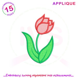 Tulip applique embroidery design, Tulip machine embroidery, Tulip applique file, Tulip embroidery designs, Tulip design, mini Flower design