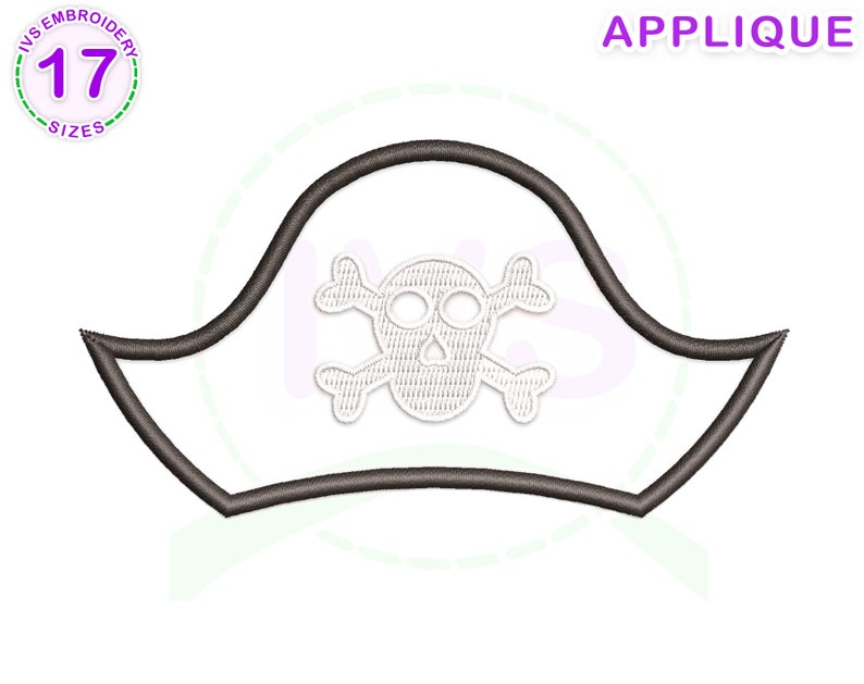 Pirate Hat Applique Embroidery Design Pirate Embroidery Etsy