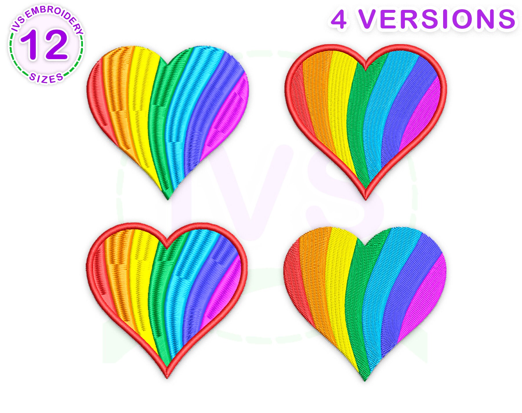 Heart Rainbow Embroidery Design Love Machine Embroidery | Etsy
