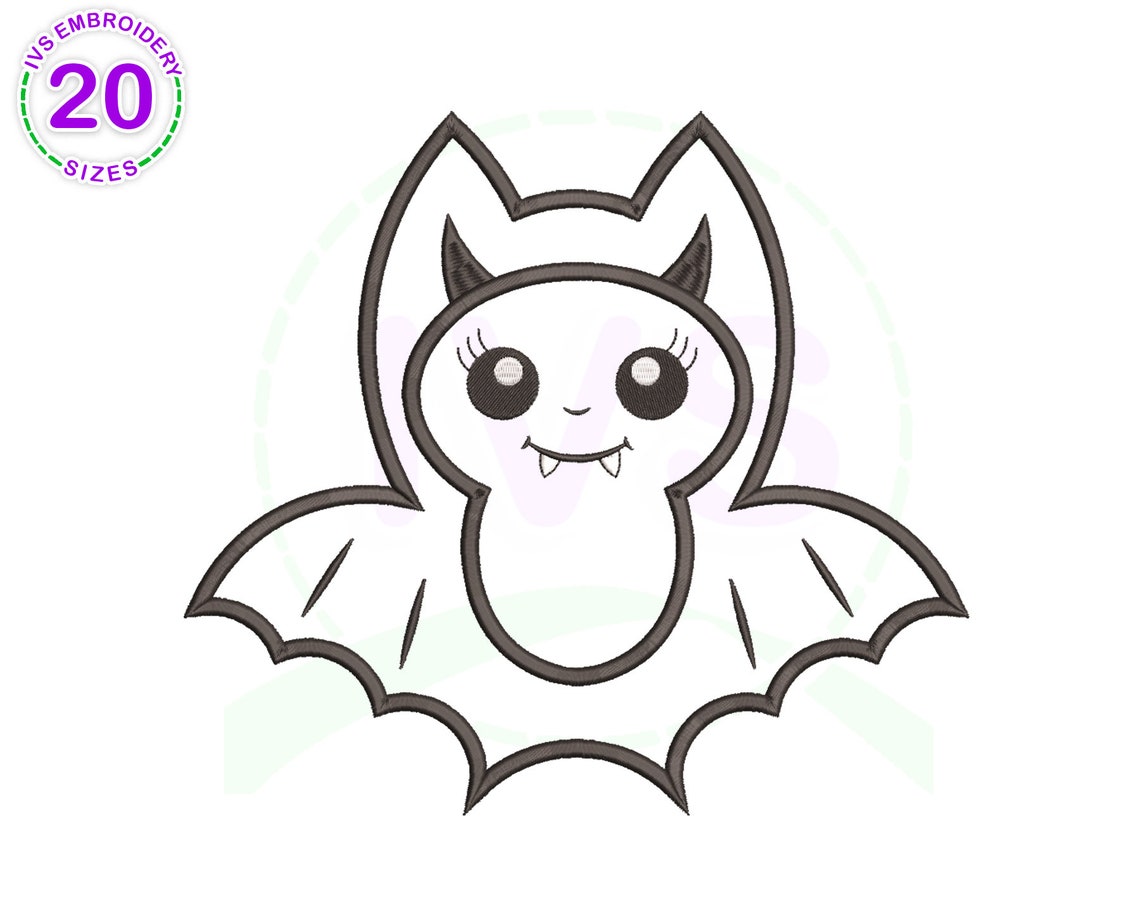 Bat Face Applique Embroidery Design Face Embroidery Bat Etsy