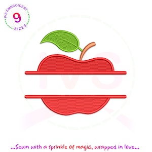 Apple monogram embroidery design, Fruit machine embroidery, apple monogram pattern,School embroidery,Back to school design,mini Apple design