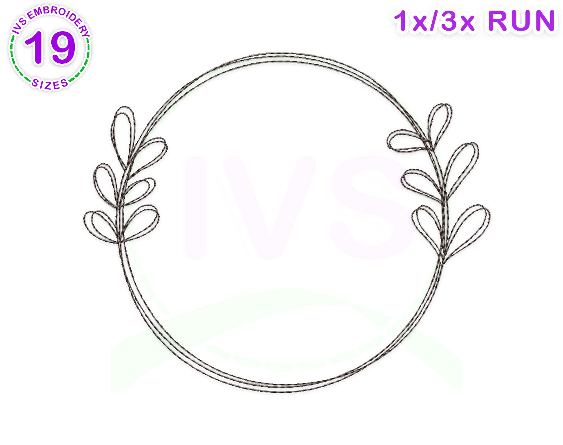 Leaf Machine Embroidery Design Frame Sketched Embroidery Etsy