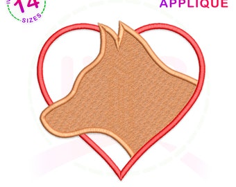 Dog Heart Applique Embroidery Design (Digital Download)
