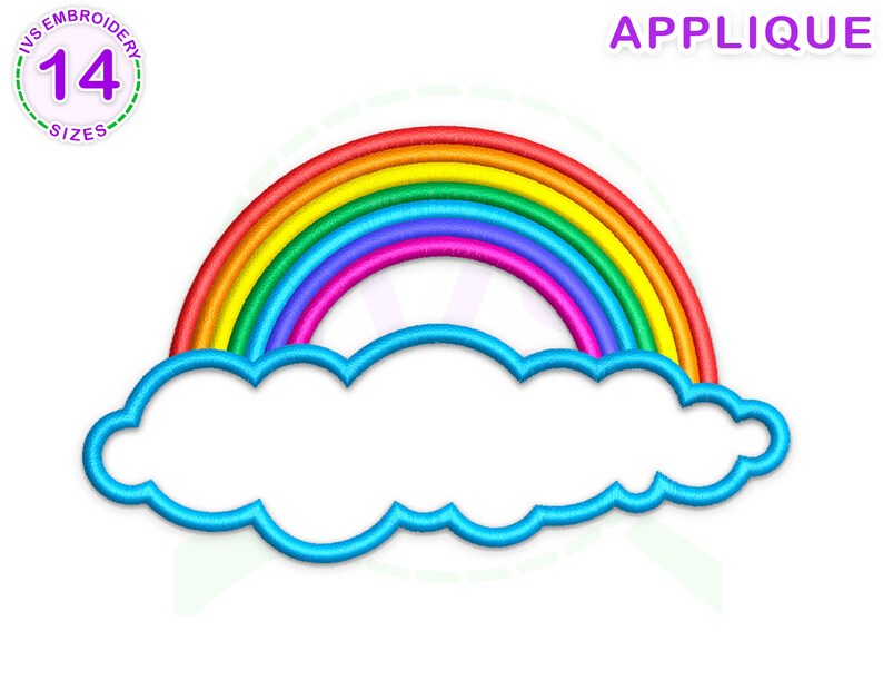 Rainbow Applique Embroidery Design Love Machine Embroidery Etsy