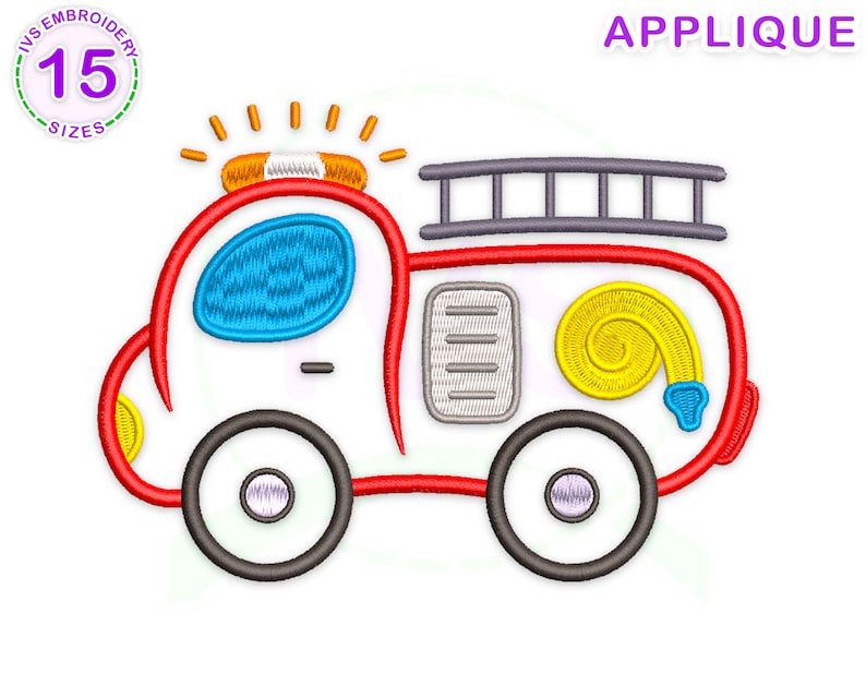 fire dept applique fire engine applique Fire engine applique embroidery design fire engine embroidery file fire car embroidery