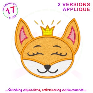 Fox face applique embroidery design, face embroidery, fox embroidery file, fox applique, animals applique design, fox applique