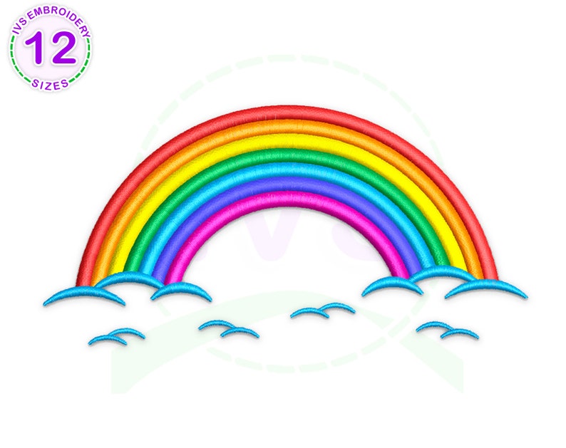 Rainbow Embroidery Design Summer Machine Embroidery Rainbow Etsy