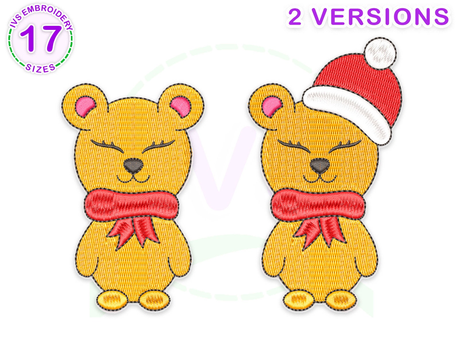 Bear Embroidery Design Christmas Machine Embroidery Bear Etsy