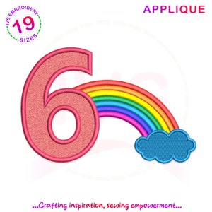 Geburtstag Regenbogen mit Wolke Applikation Stickmuster, Geburtstag Stickdatei, Maschinenstickerei, Applikation Stickmuster,