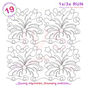Firework Embroidery Design: 4th July Quilting Block (digital Download ...