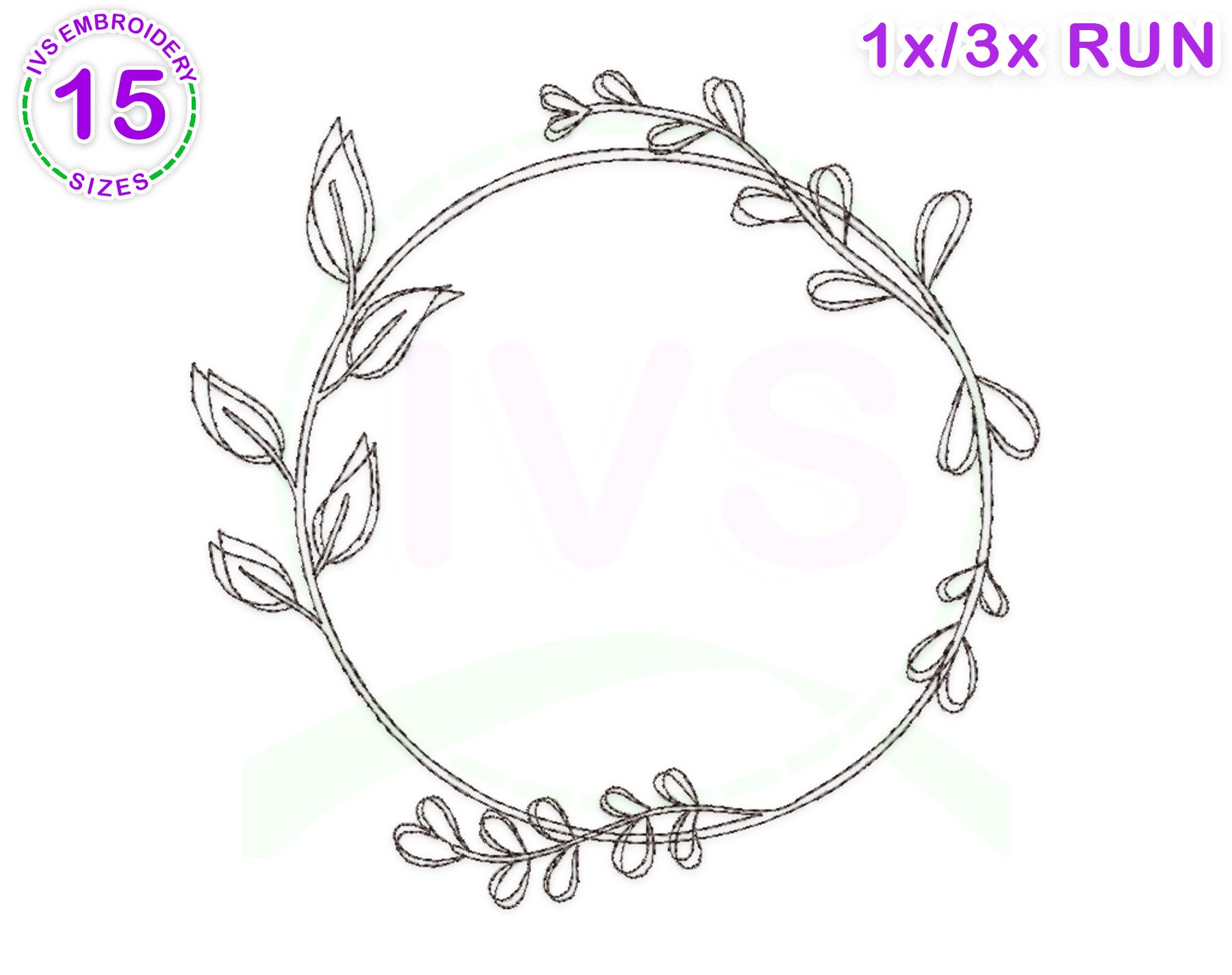 Leaf Machine Embroidery Design Leaf Frame Sketched Etsy