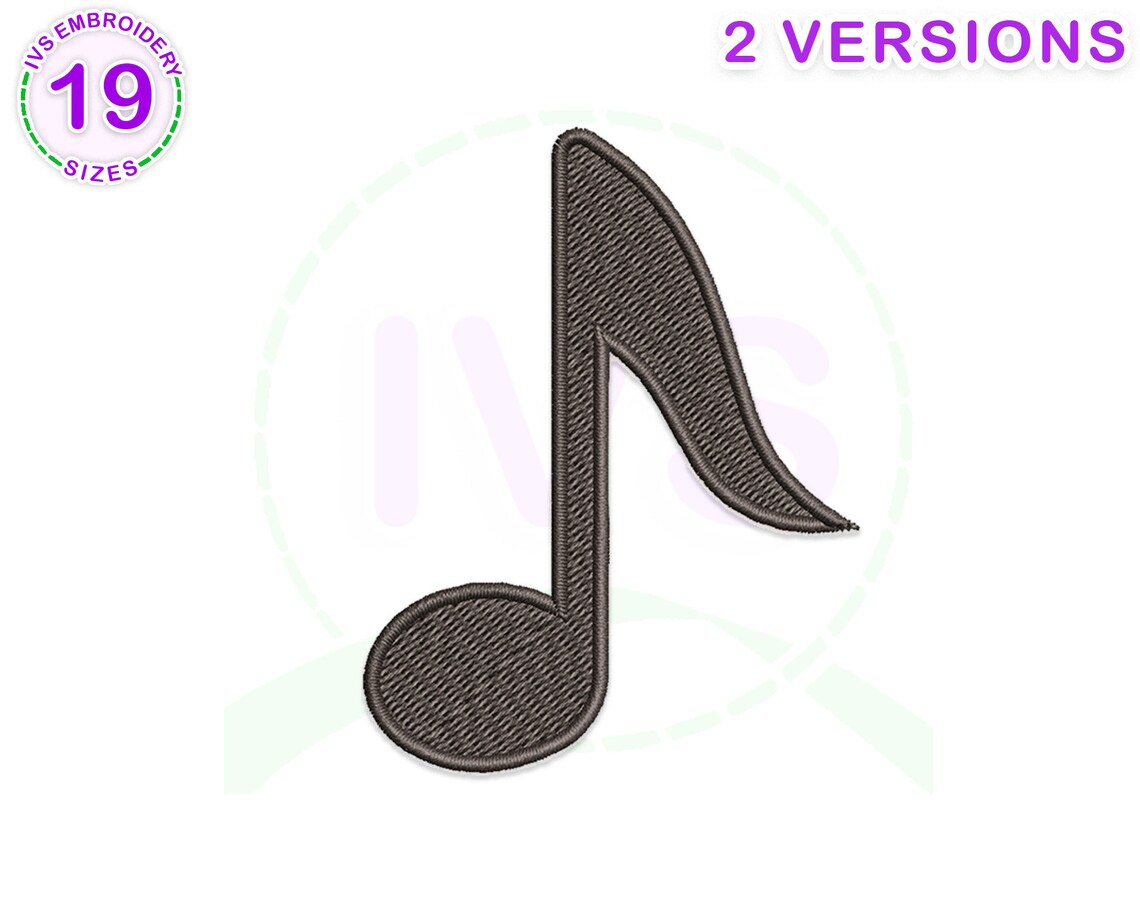 Music note embroidery design Music embroidery Music note Etsy