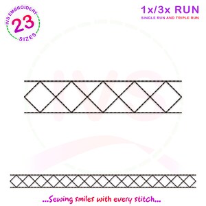 Grid Embroidery Border Design: Quilting Block (Digital Download)