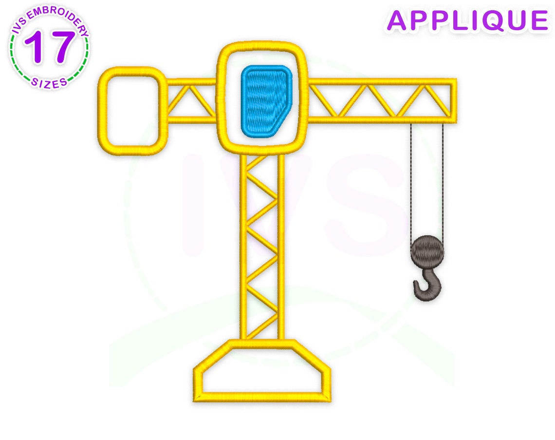 Construction Crane Applique Embroidery Design Technics Etsy
