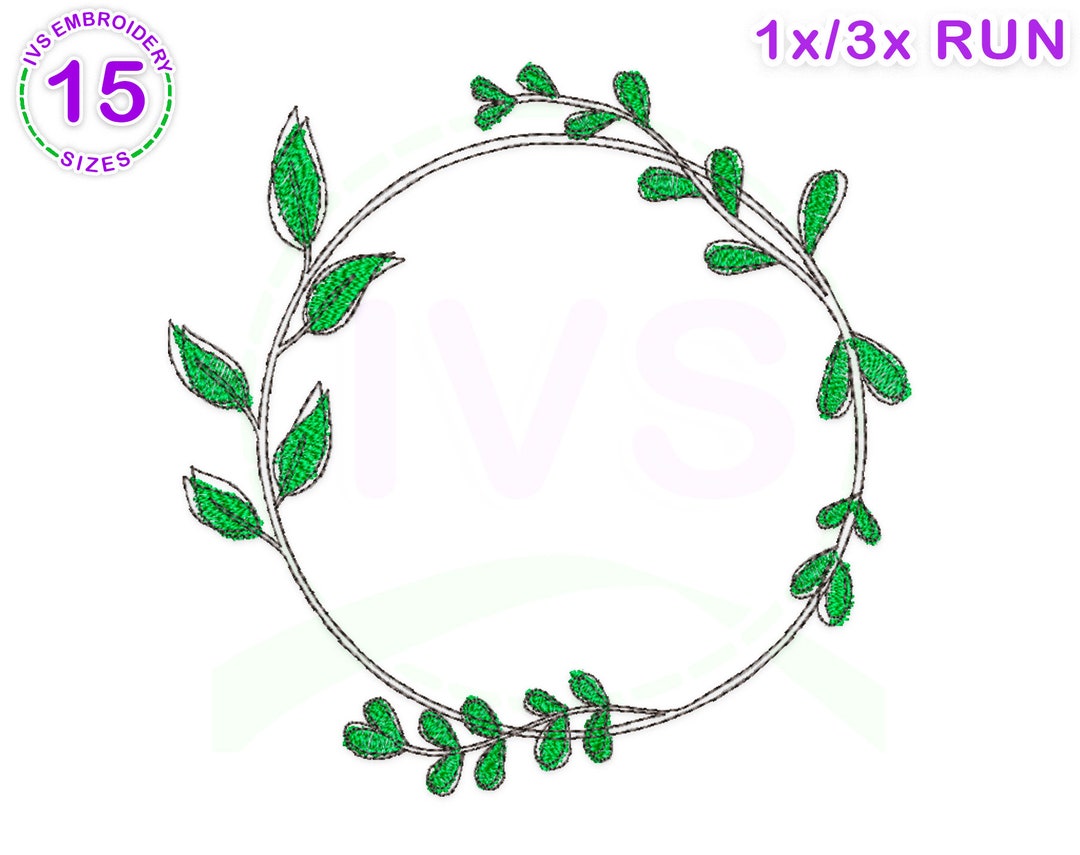 Leaf Machine Embroidery Design, Leaf Frame Sketched Embroidery, Leaf