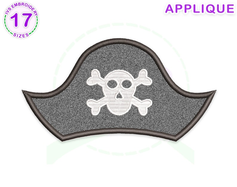 Pirate Hat Applique Embroidery Design Pirate Embroidery Etsy