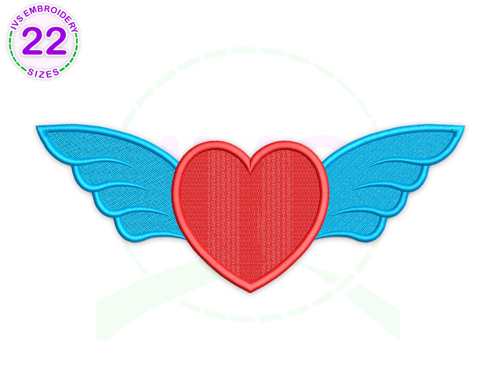 Heart with wings embroidery design love machine embroidery  etsy