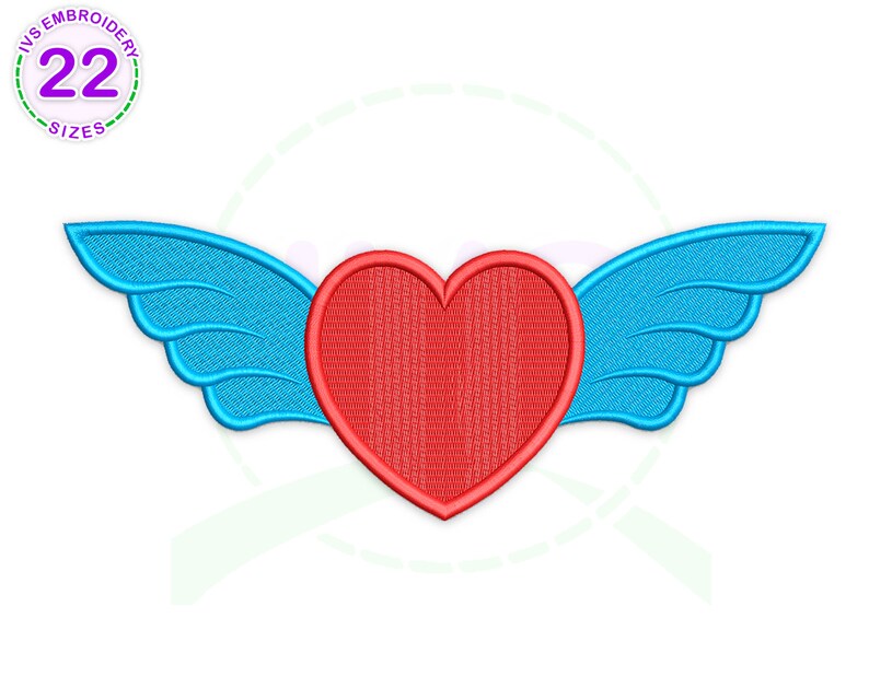 Heart With Wings Embroidery Design Love Machine Embroidery Etsy