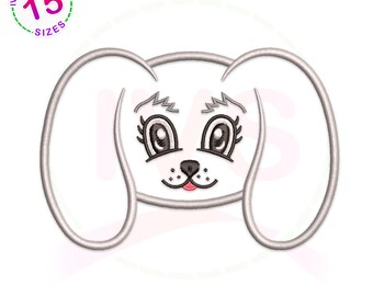 Disegno per ricamo con applicazione di coniglietto: faccia di coniglio (download digitale)