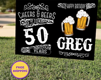 Cheers and Beers Birthday Yard Sign, Vintage Drive By Birthday Lawn Sign, Aged To Perfection Birthday Sign, Quarantine, Any Age