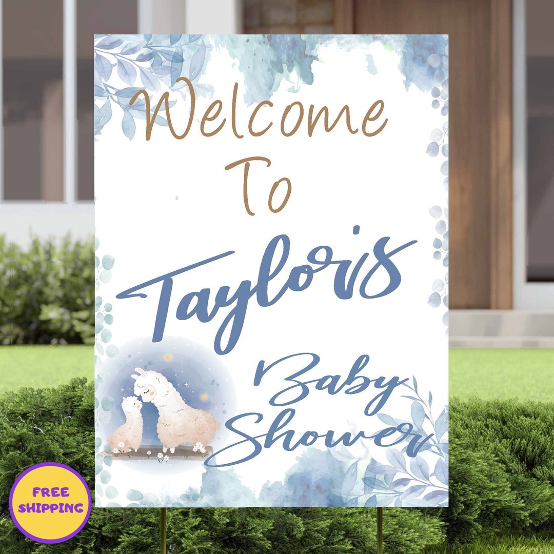 Baby Shower Yard Sign, Mom and Baby Llama, Baby Shower Lawn