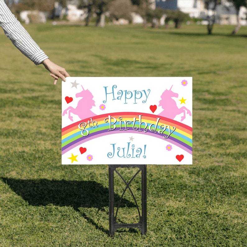 Unicorn Birthday Yard Sign Unicorn Drive by Birthday Lawn Etsy
