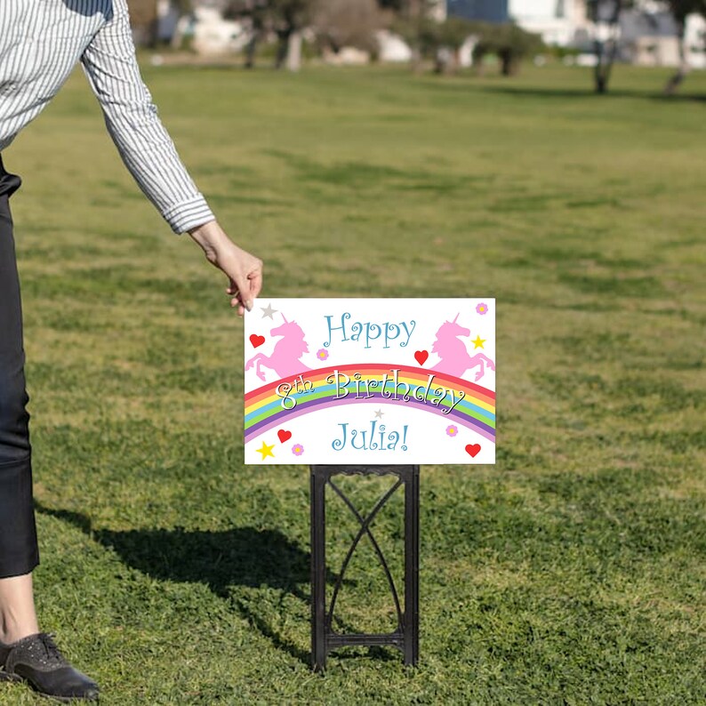 Unicorn Birthday Yard Sign Unicorn Drive by Birthday Lawn Etsy