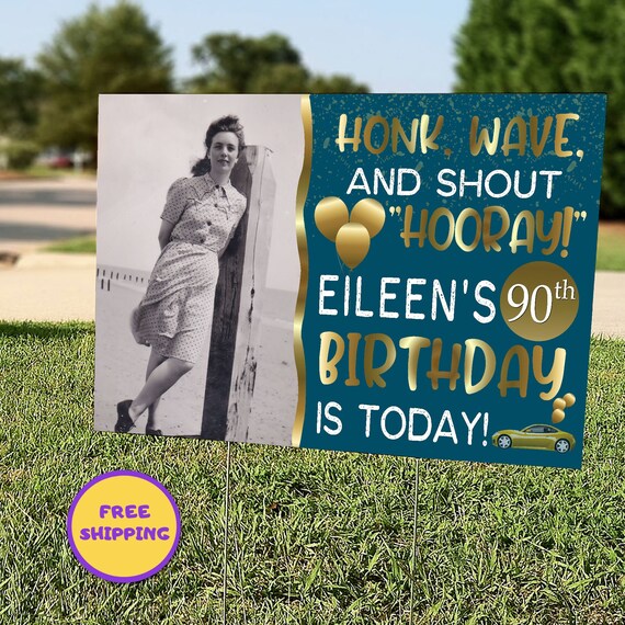 Happy Birthday Yard Sign With Photo, Personalized Drive By Birthday Lawn Sign Outdoor Decoration