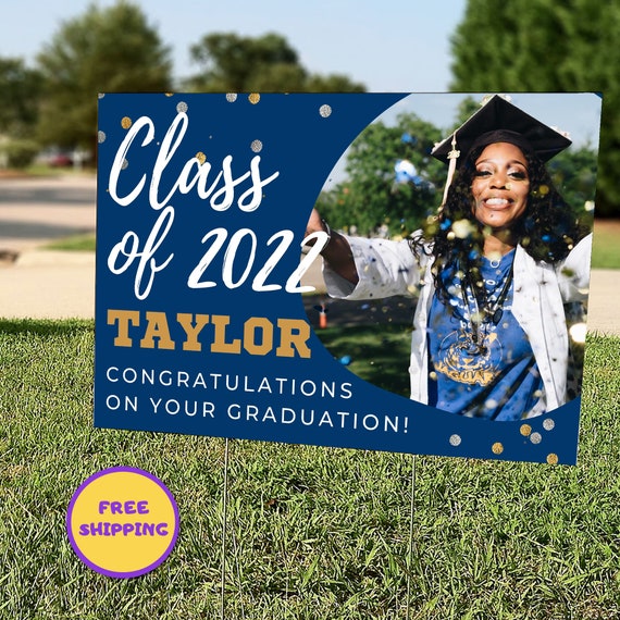 Graduation Yard Sign With Photo College, University, High School