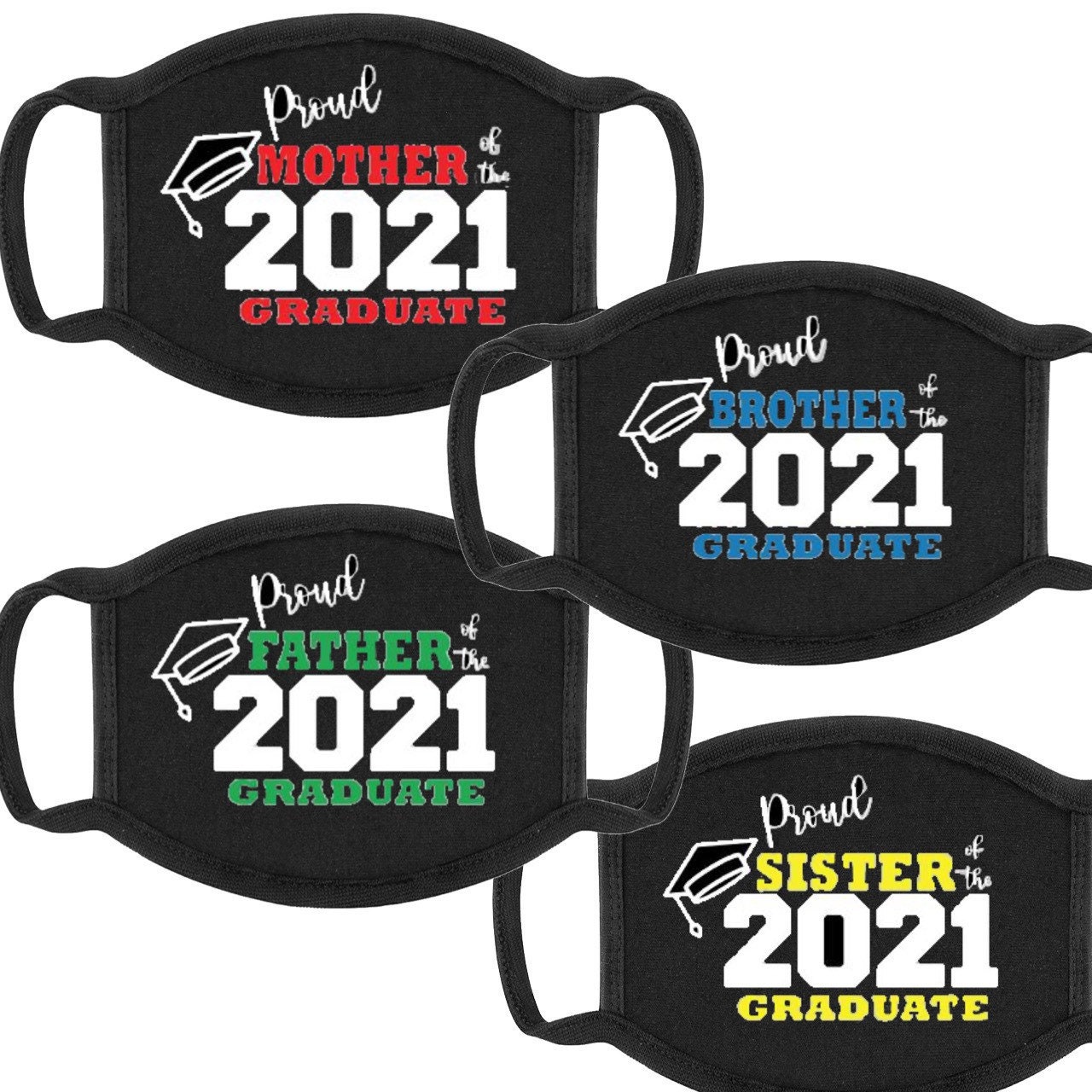Family Matching Graduation Face Mask Cover - Proud of the 2021 Gradua…