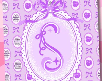 Letter S Kindle Insert, Cute Girlie Printable Cover, Kindle Insert Paperwhite, Kindle Stickers, Purple Kindle, Coquette Kindle