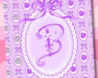 Letter B Kindle Insert, Cute Girlie Printable Cover, Kindle Insert Paperwhite, Kindle Stickers, Purple Kindle, Coquette Kindle