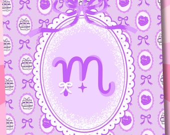 Letter M Kindle Insert, Cute Girlie Printable Cover, Kindle Insert Paperwhite, Kindle Stickers, Purple Kindle, Coquette Kindle