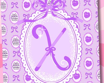 Letter X Kindle Insert, Cute Girlie Printable Cover, Kindle Insert Paperwhite, Kindle Stickers, Purple Kindle, Coquette Kindle